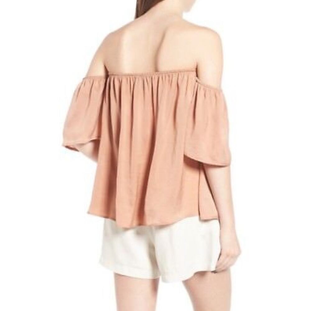 Madison & Berkeley women Off Shoulder blouse sz XS relaxed terra rose pink - Picture 2 of 12